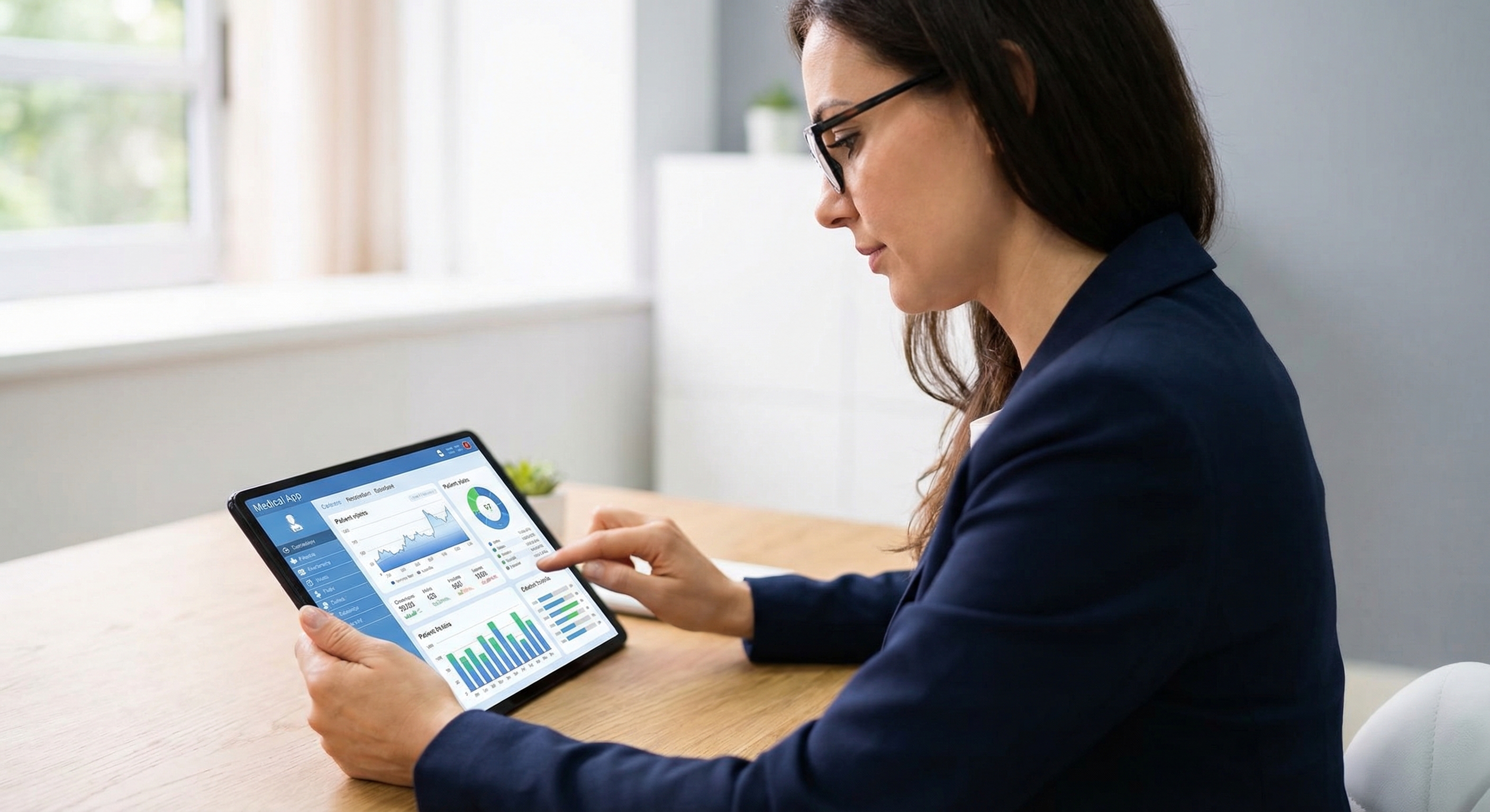 Person looking at health data on tablet